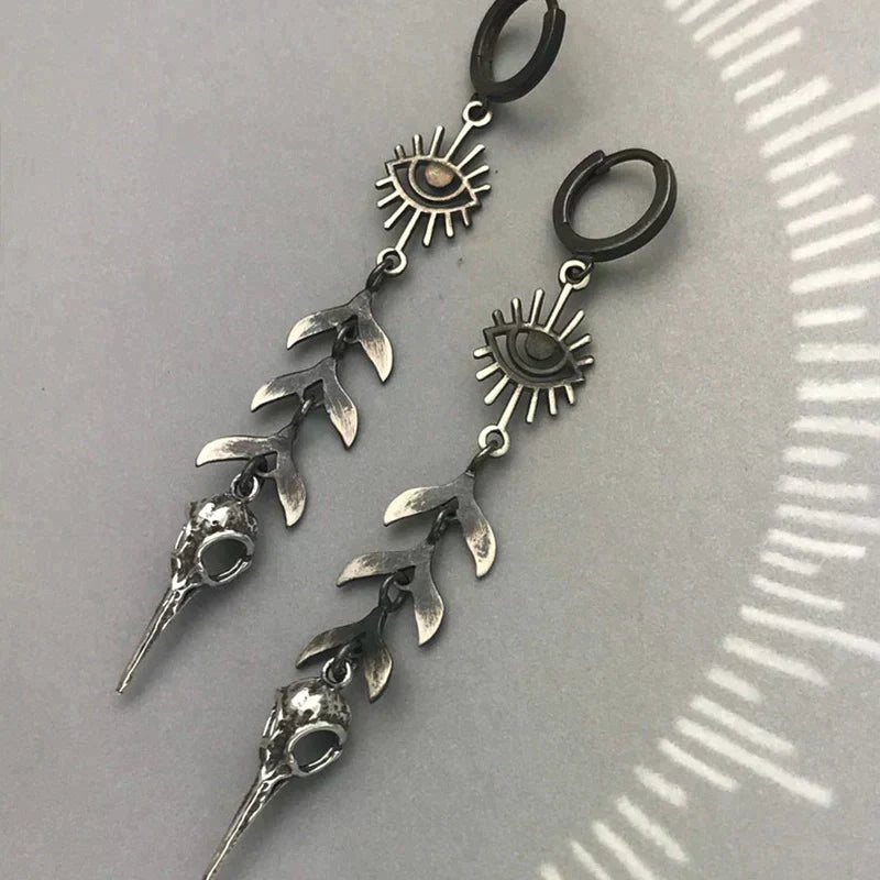 Boho kaukės pakabuko auskarai iš sidabro