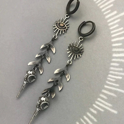 Boho kaukės pakabuko auskarai iš sidabro
