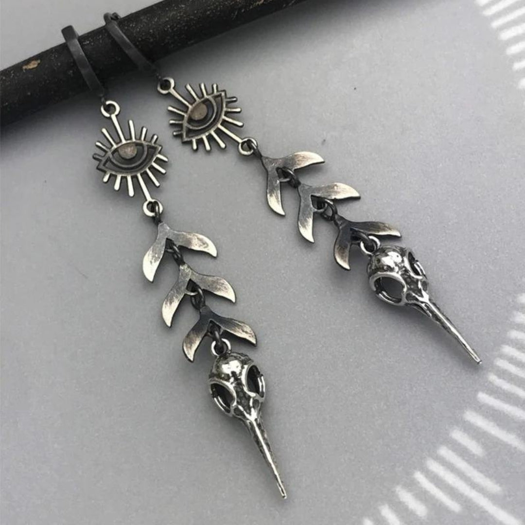 Boho kaukės pakabuko auskarai iš sidabro