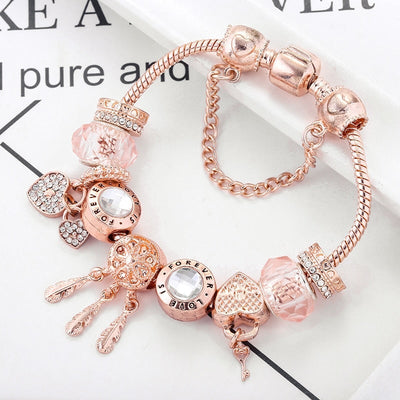 Sterlingo sidabro apyrankė Rose Dreamcatcher su pakabukais