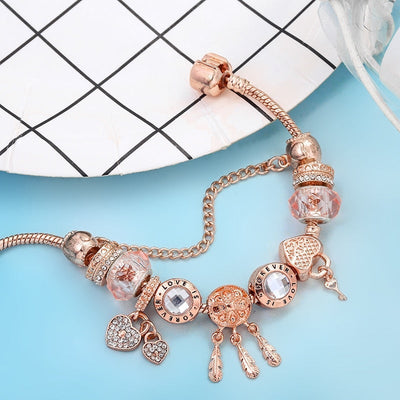 Sterlingo sidabro apyrankė Rose Dreamcatcher su pakabukais