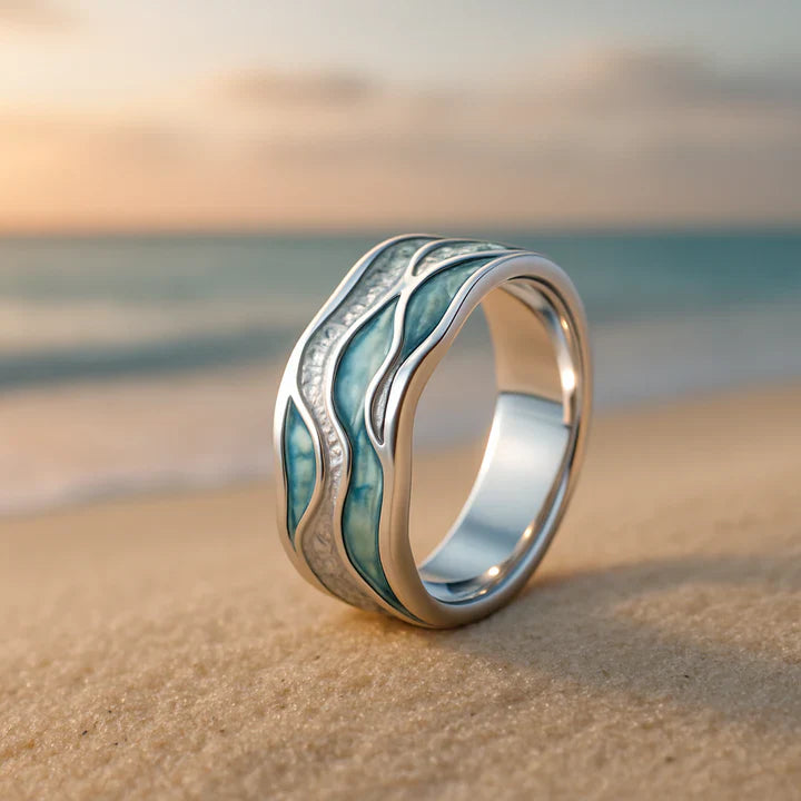 Turquoise Vagues sidabrinis žiedas